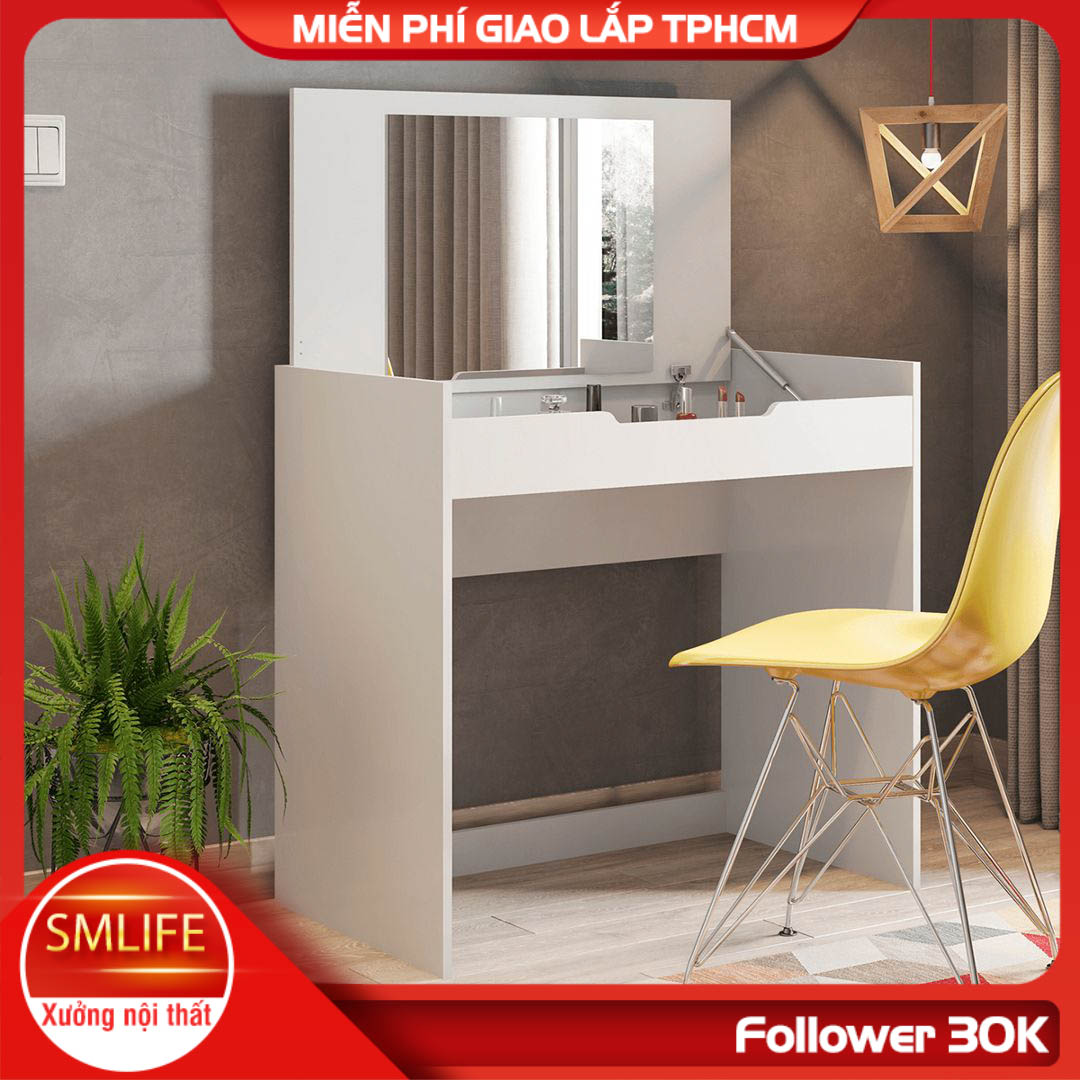 Bàn trang điểm gỗ hiện đại SMLIFE Madras | Gỗ MDF dày 17mm chống ẩm | D90xR50xC85cm