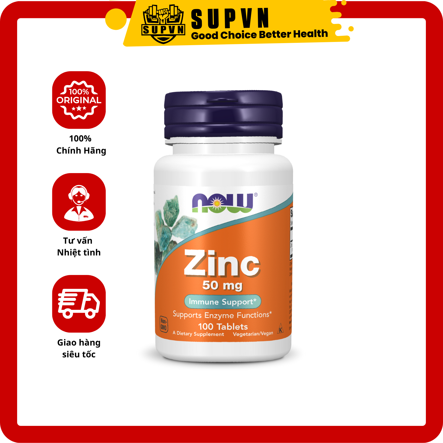 Zinc Now 50mg - Bổ Sung Kẽm, Hỗ Trợ Phát Triển Cơ Và Xương Tốt Hơn, Tăng Đề Kháng