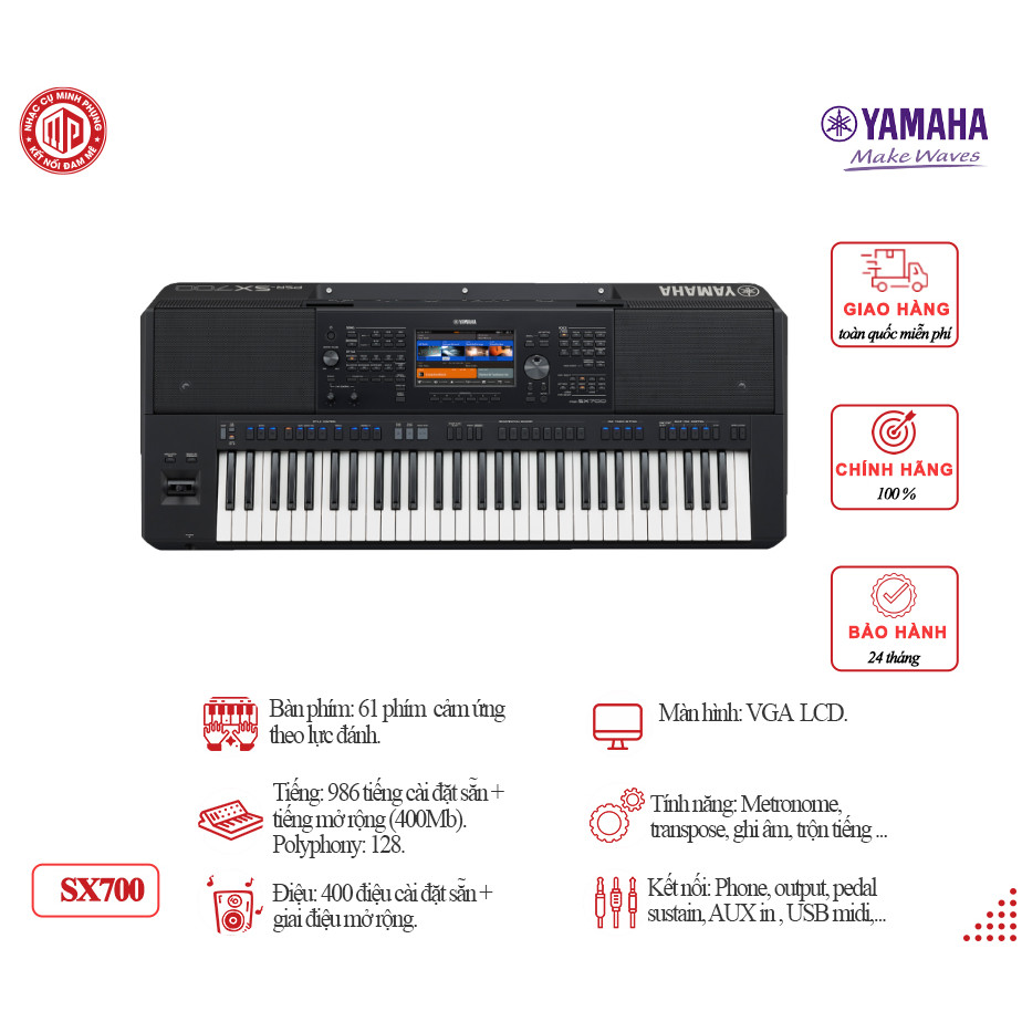 Đàn Organ điện tử chuyên nghiệp/ Arranger Keyboard/ Digital Keyboard Workstation - Yamaha PSR-SX700 - Màu đen - Hàng chính hãng