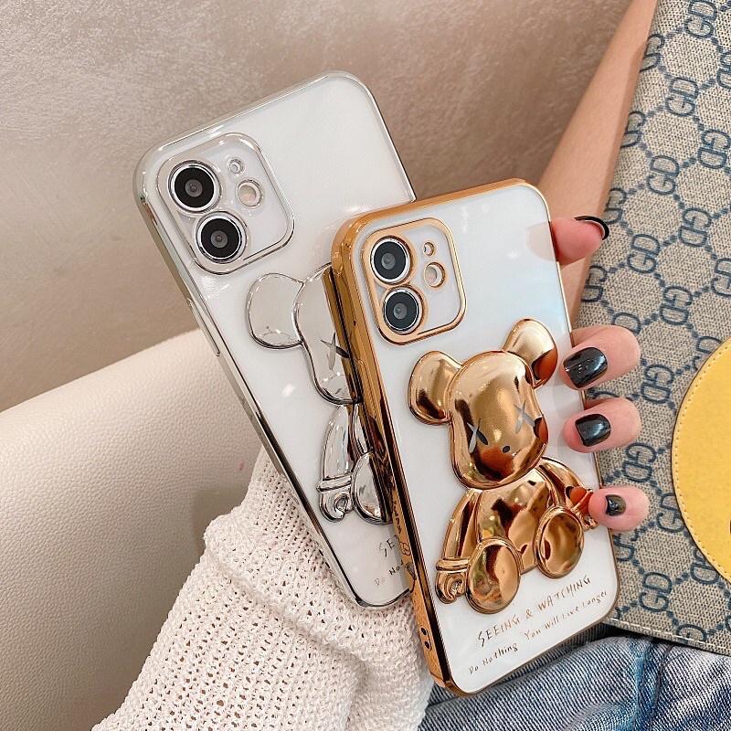 Ốp lưng gấu BEARBRICH bóng nổi 3D viền si cạnh vuông dành cho 7P8P X/XSMAX 11 11Promax 12 12promax 13Promax