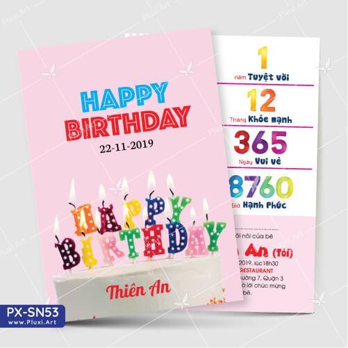 Thiệp thôi nôi – sinh nhật theo yêu cầu Pluxi