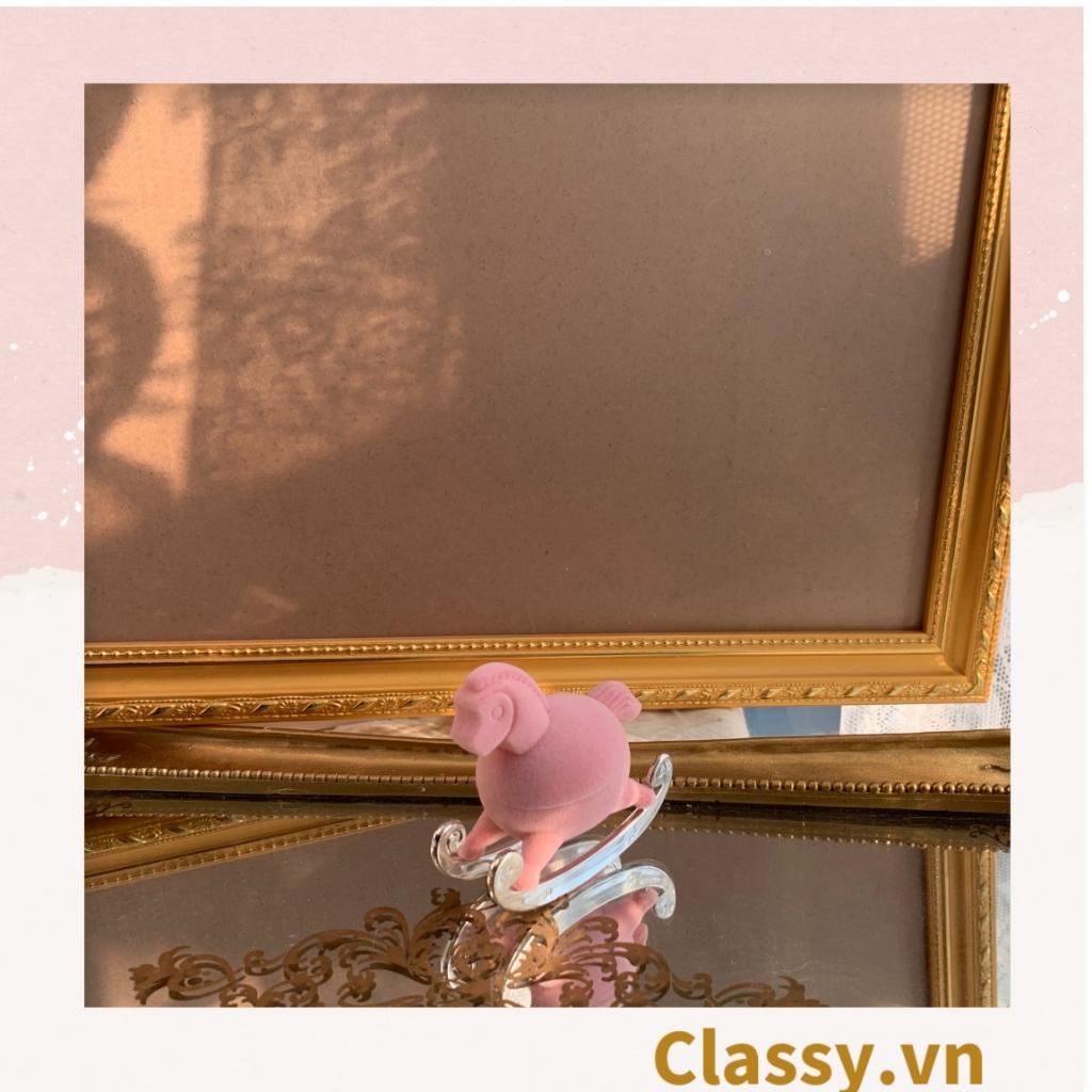 Hộp đựng nhẫn Classy, đựng trang sức hình chú ngựa hồng độc đáo Q1304