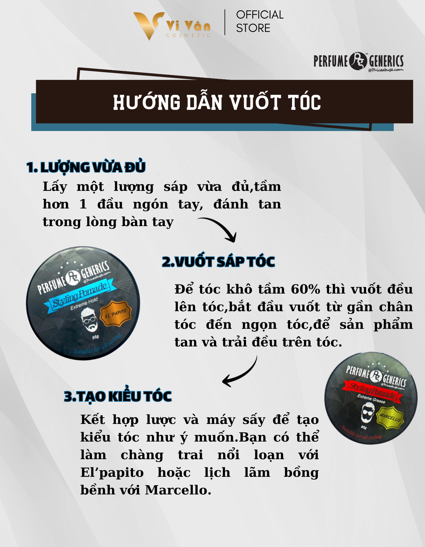 Sáp Vuốt Tóc Nam Hương Nước Hoa PERFUME GENERICS POMADE 95G (TẠO KIỂU ĐÁNH RỐI, TÓC DỰNG) I Dưỡng Tóc và Giữ Nếp Lâu - ( Vi vân _ Cosmetic )