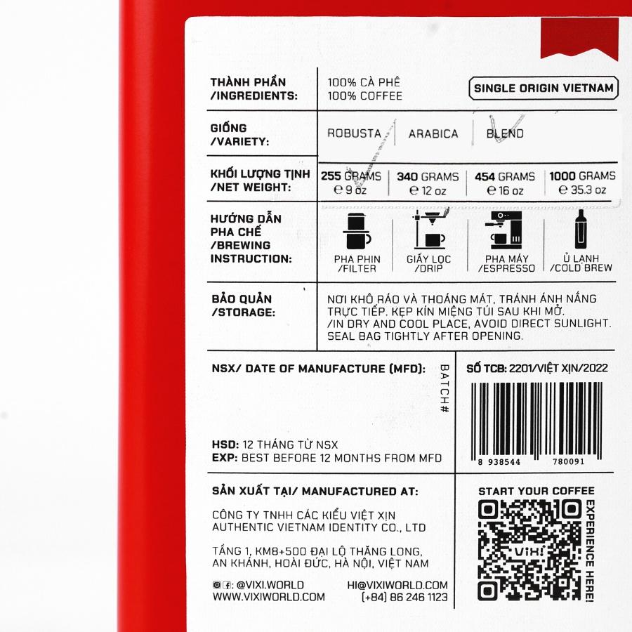 Cà phê Blend bột trộn quế chi đặc sản pha phin pha máy ViXi - vùng lên 255gr, 340gr