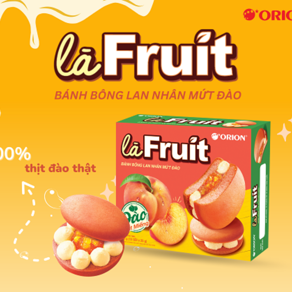 Hộp 12 gói Bánh Bông Lan ORION Mứt Trái Cây Là Fruit 300G