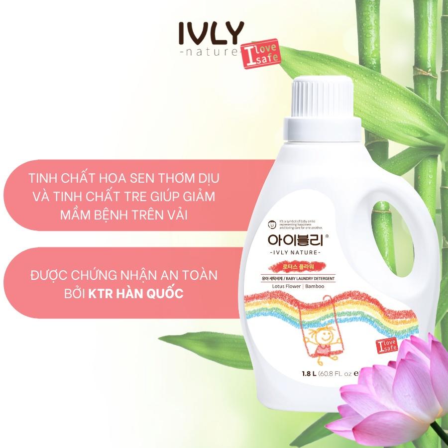 Nước giặt cho bé hữu cơ Hàn Quốc IVLY NATURE hương hoa sen an toàn cho làn da dung tích 1800ml ivly003