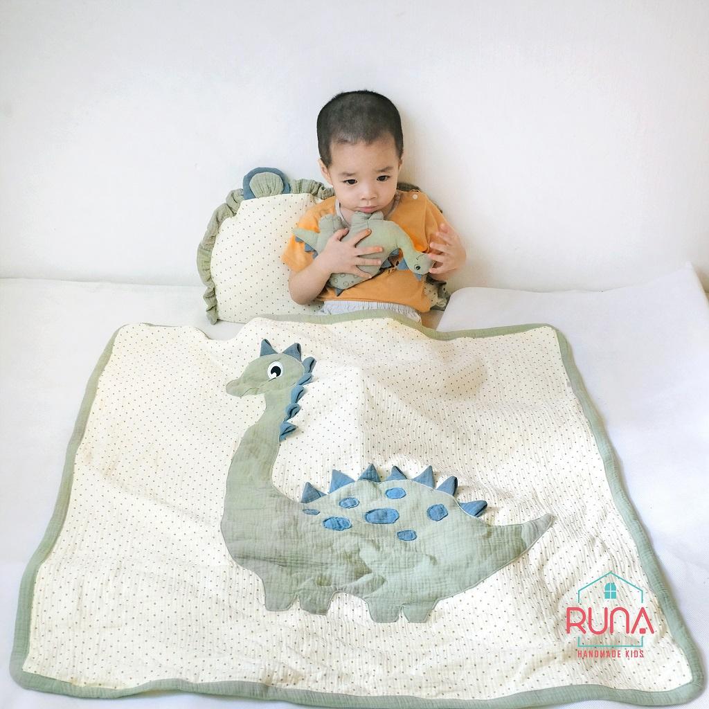 Bộ chăn đi học mùa hè cho bé thiết kế thủ công Runa Kids chất liệu vải xô Muslin thoáng mát thấm hút tốt an toàn cho bé