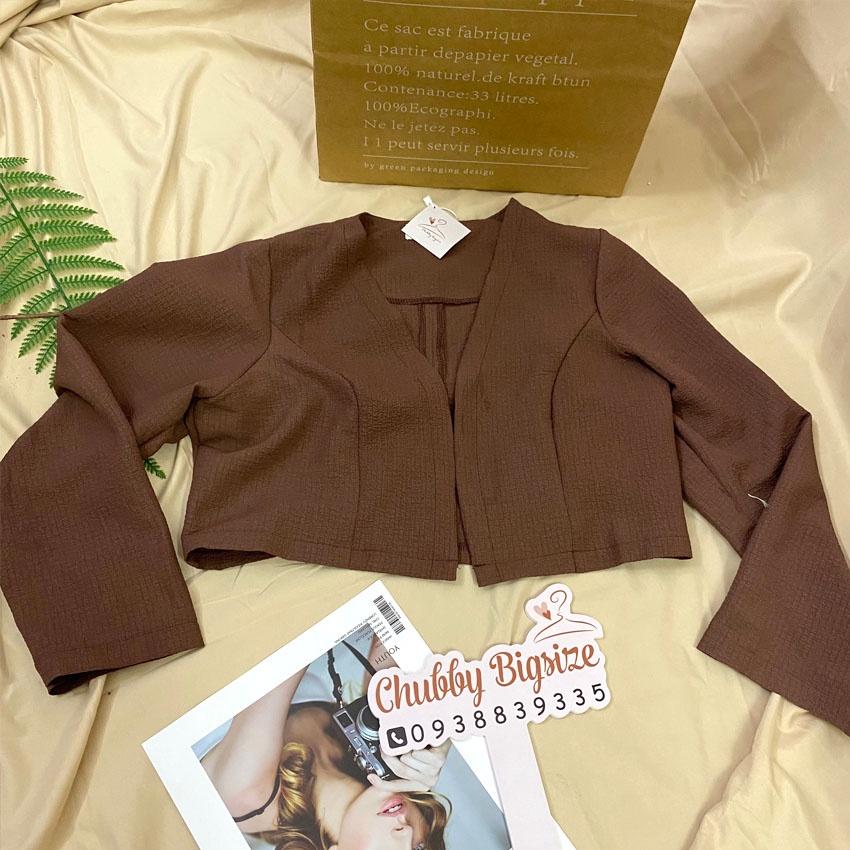 Set đầm dây nâu kèm áo khoác ChubbyBigsize