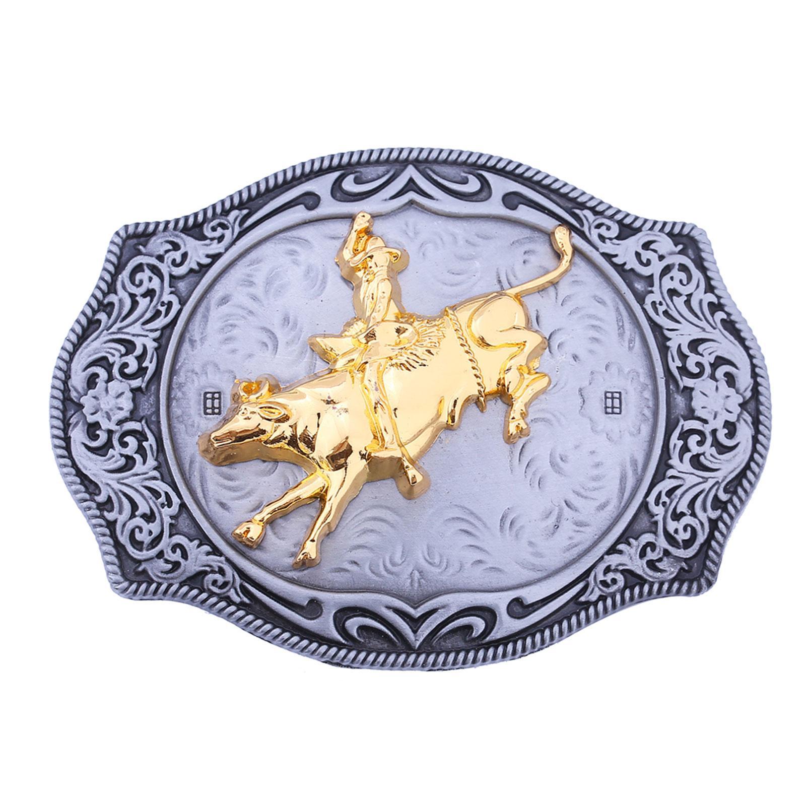 Western Cowboy Belt Buckle for Belts, Engraved Pattern Buckle, Alloy Durable Buckle