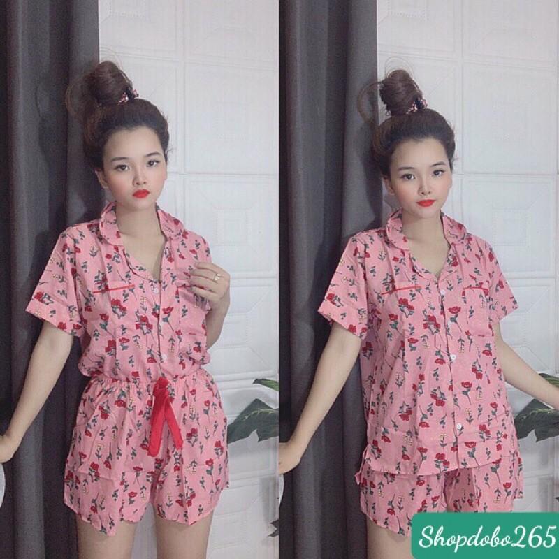 Đồ bộ nữ,đồ ngủ,đồ bộ pijama đùi vải lụa họa tiết hoa nhí siêu hot