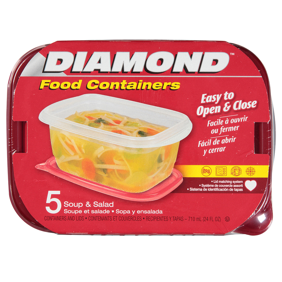 Bộ 5 Hộp Đựng Thực Phẩm Soup &amp; Salad Diamond (710ml / Hộp)