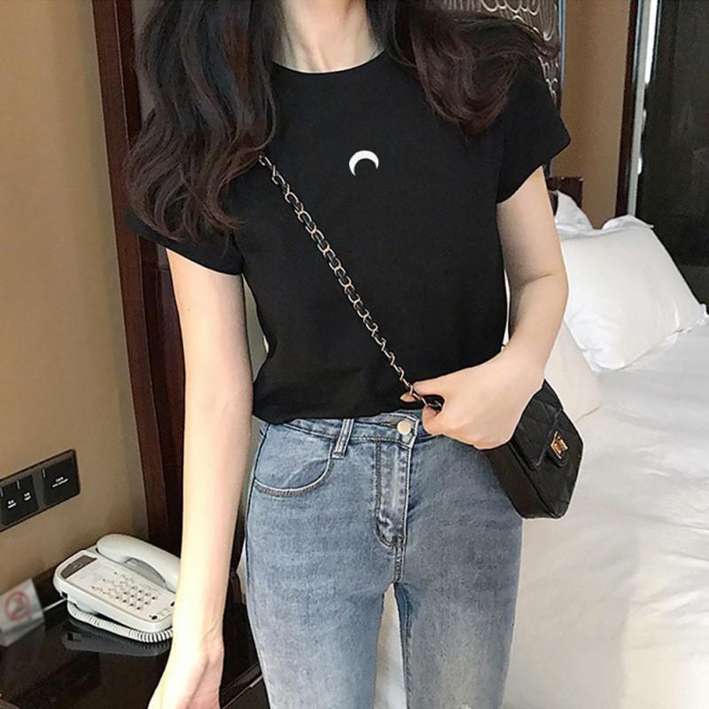 Áo Thun Ngắn Tay In Hình Đơn Giản Phong Cách Hàn Quốc