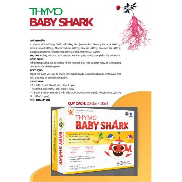 Goldwings Thymo Baby Shark Hỗ trợ tăng cường sức đề kháng giảm nguy cơ viêm đường hô hấp cho bé hộp 20 gói 10ml