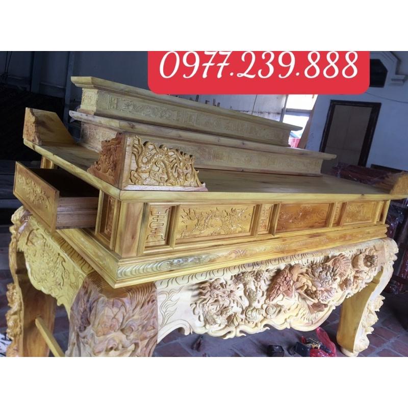 Sập thờ tam cấp bằng gỗ mít ta chân 18cm