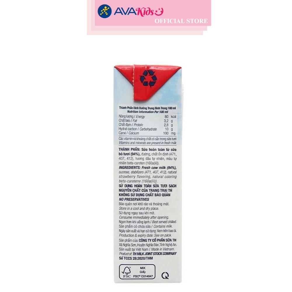 Thùng 48 hộp sữa tươi tiệt trùng TH true MILK có đường hương dâu 180 ml (từ 1 tuổi)