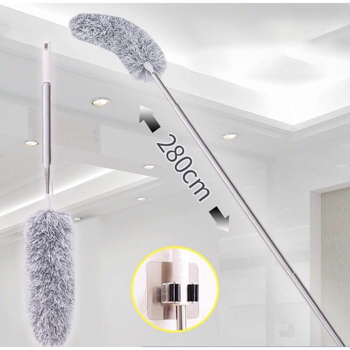 Chổi Quét Trần Bằng Sợi Vải Siêu Nhỏ Inox Cán Dài Cao Cấp Đầu Chổi Linh Hoạt