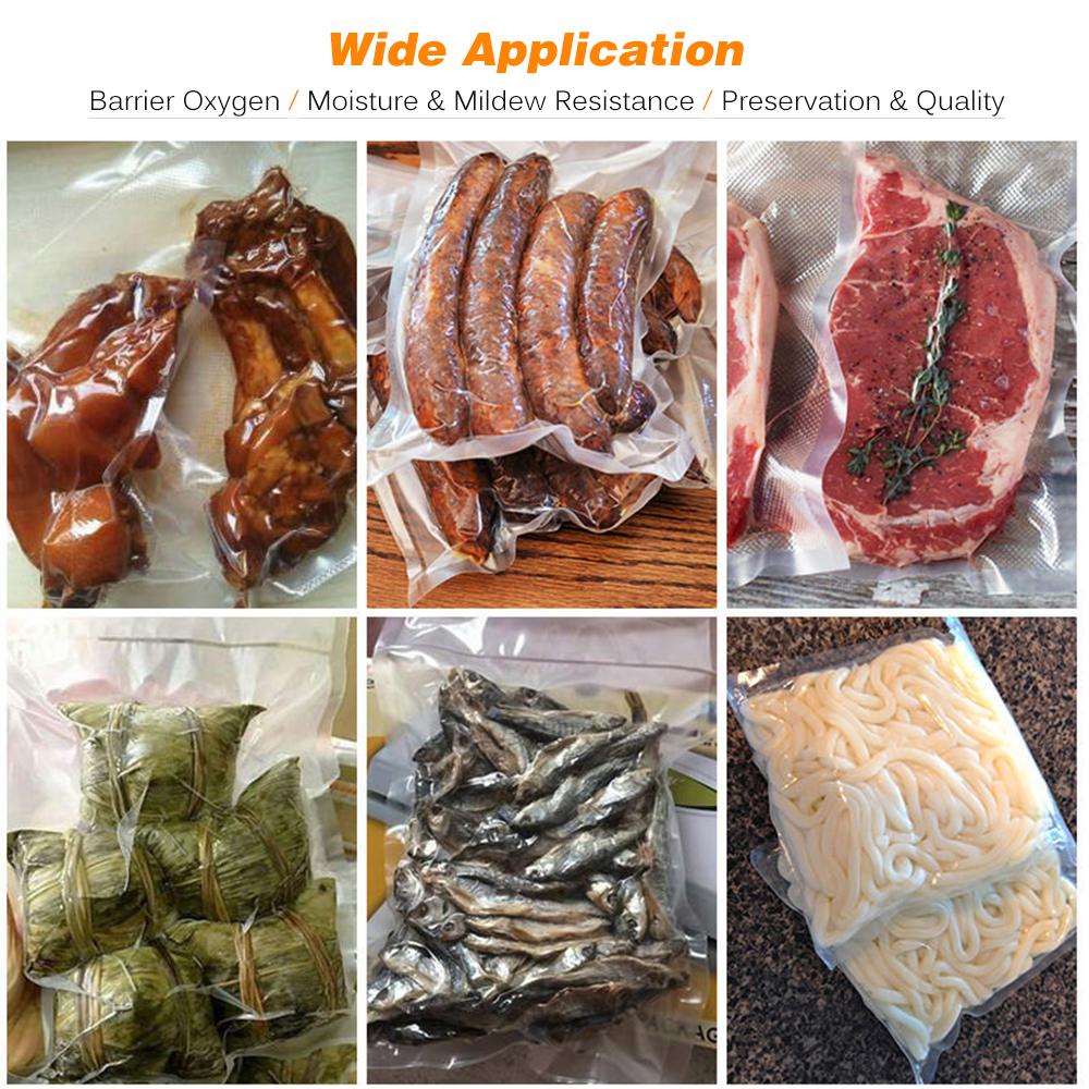 100 PCS Vacuum Sealer Bags Vacuum Sealer Storage Bags Dry and Moist Food Saver Accessories Pre-cut Bag, Single Embossed Surface