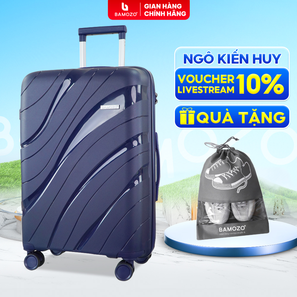 Vali Du Lịch Nancy Bamozo Nhựa Pp Cao Cấp, Vali Kéo Du Lịch Chống Va Đập - Bảo Hành 5 Năm. - Xanh Than - 20 Inch