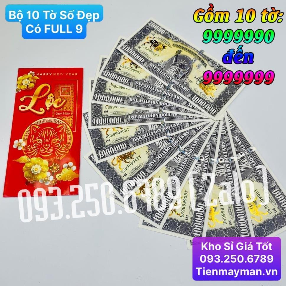 Combo 10 Tờ Seri đẹp có tờ FULL 9 , Tiền 1 Triệu USD Con Mèo Lưu niệm mạ vàng, có bảo an , Lì Xì Tết