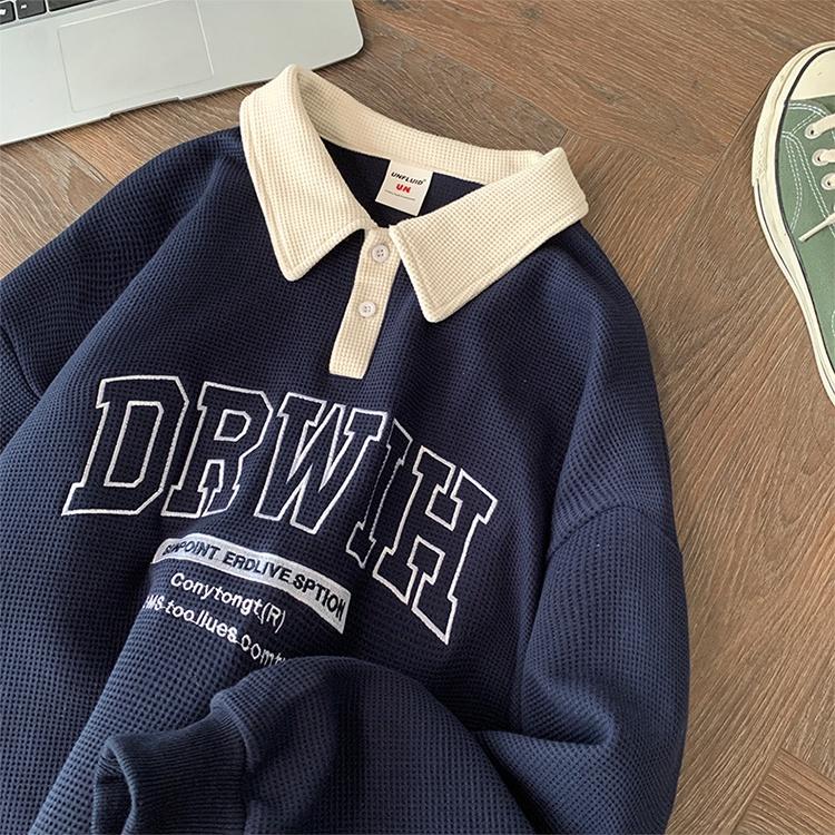 Áo polo tay dài DRWIH - Áo Sweater Unisex Form Rộng - Vải tổ ong Phong Cách Ulzzang – MayLinh Shop