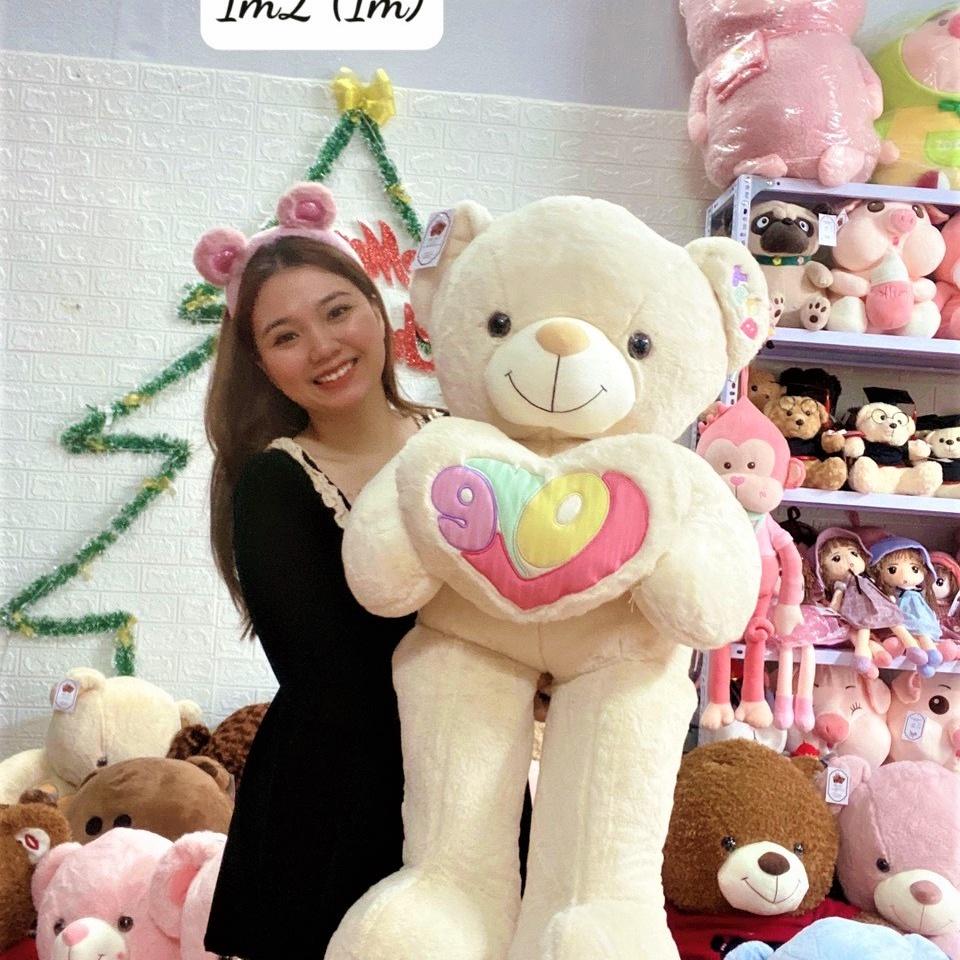 Teddy ôm tim chữ Love 4 màu cao cấp - QC - dành tặng bạn gái
