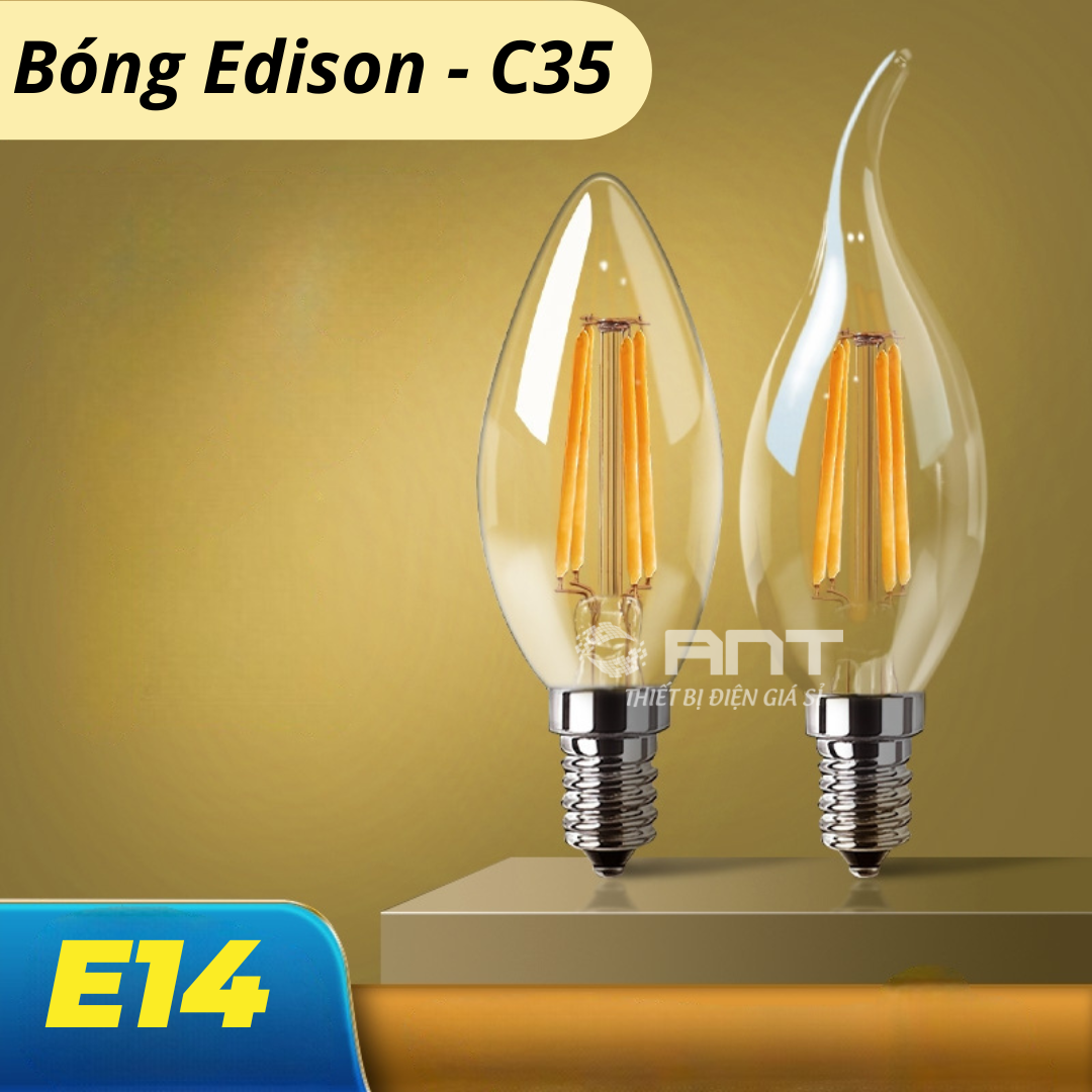 Bóng edison C35 quả nhót, led rau 4w đui e27/e14