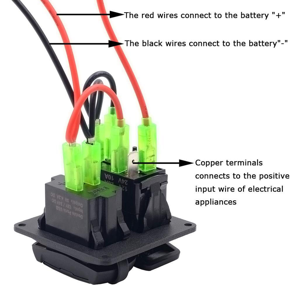 Zombie Lights Push  Dual USB Port Charger + Voltmeter DC 12/24V Car
