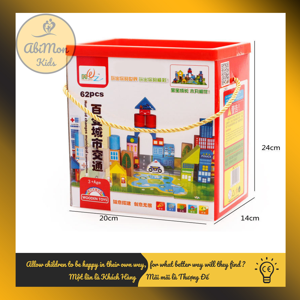 Bộ Xếp Hình Gỗ Thành Phố Cho Bé || Montessori cao cấp || Đồ chơi Gỗ - Giáo dục - An toàn - Thông minh