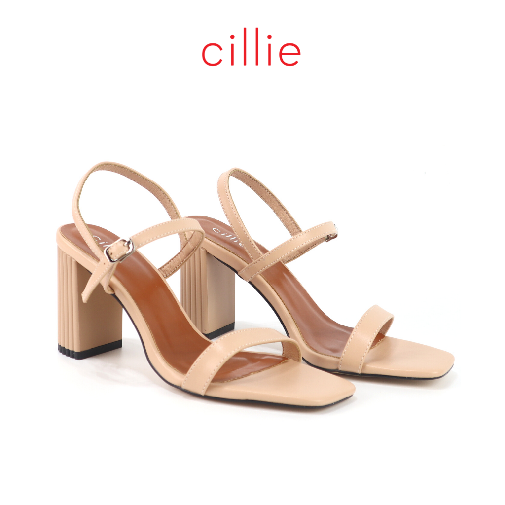 Giày sandal cao gót nữ công sở quai ngang gót trụ cao 7cm mang đi làm đi tiệc dạo phố Cillie 1111