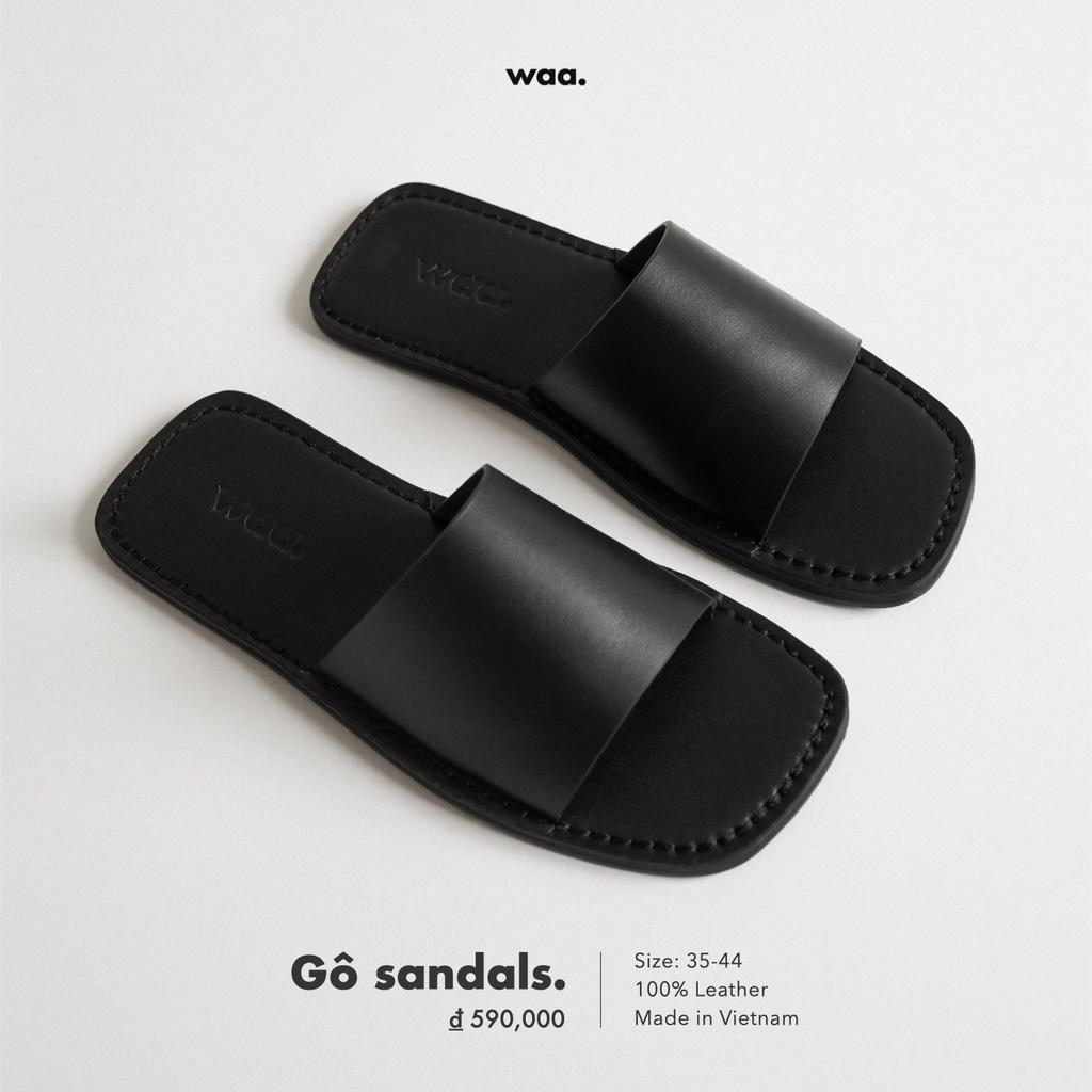 Dép quai ngang Unisex Basic Sandals WAA.- DA THẬT 100% - Sản phẩm thiết kế - Màu đen