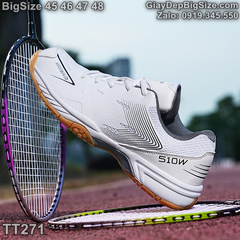 Giày chơi cầu lông tennis cỡ lớn 45 46 47 48 cho nam cao to chân ú bè. Big size badminton shoes for wide feet