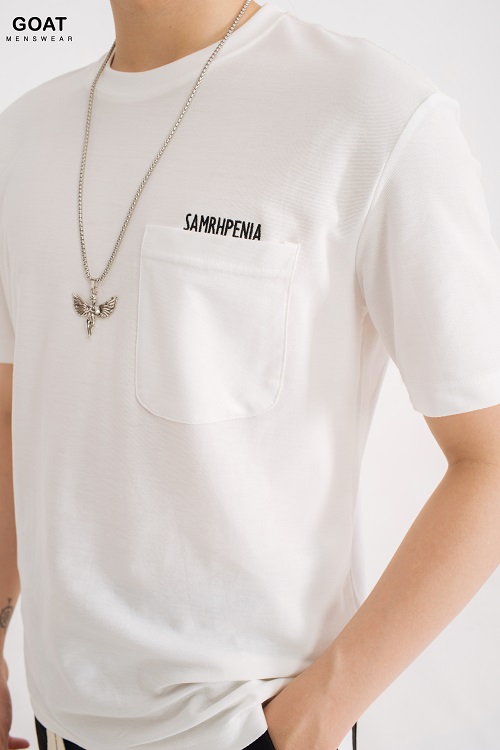 Áo Thun Nam Tay Ngắn In Chữ Phối Túi Trẻ Trung GOAT MENSWEAR