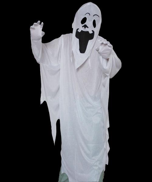 White Ghost Gown with Hoodie Mask and Gloves Child Halloween Costume