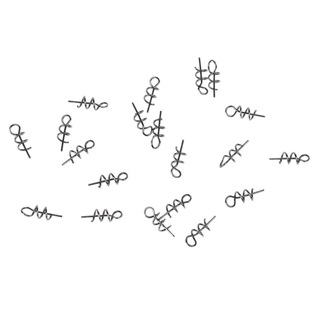 20 Pieces Soft Lure Centering Pin Spring Twist Fixed Lock Fishing Latch Screw Needle for Soft Plastic Bait Worm Fishing Accessories