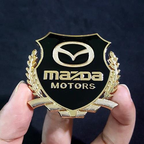 Bộ 2 Logo bông lúa nổi Mazda dán trang trí Ngoại thất ô tô