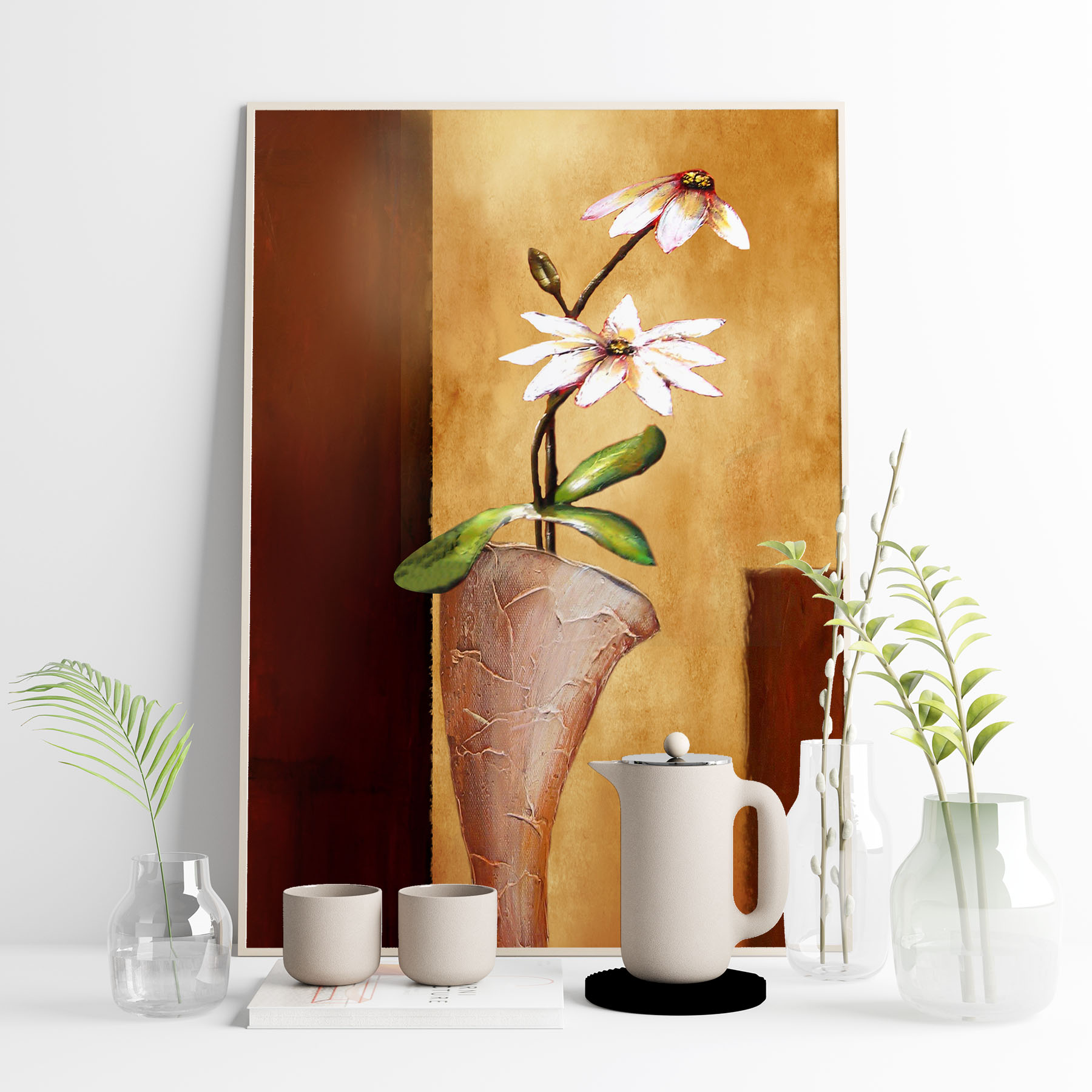 Tranh canvas treo tường bình hoa nghệ thuật - BH010