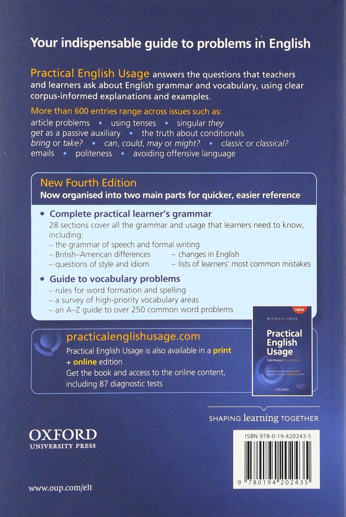 Practical English Usage, 4th edition: Paperback: Michael Swan's Guide To Problems In English