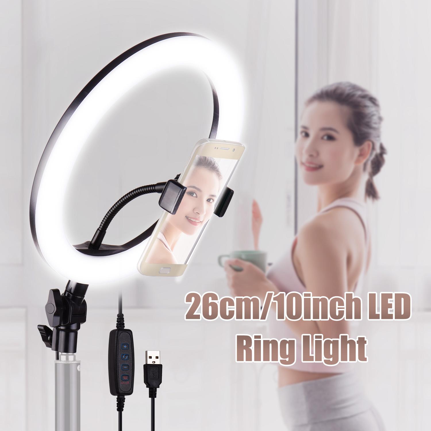 Đèn LED vòng 26cm / 10 inch chụp ảnh có 3 chế độ chiếu sáng