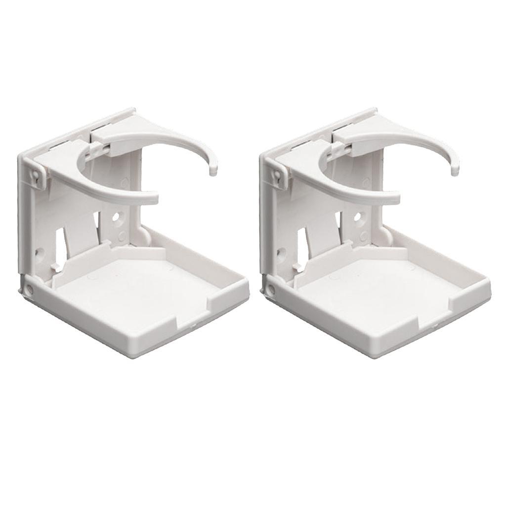 2Pcs White  Adjustable Car Vehicle Folding Beverage Cup Drink Holder