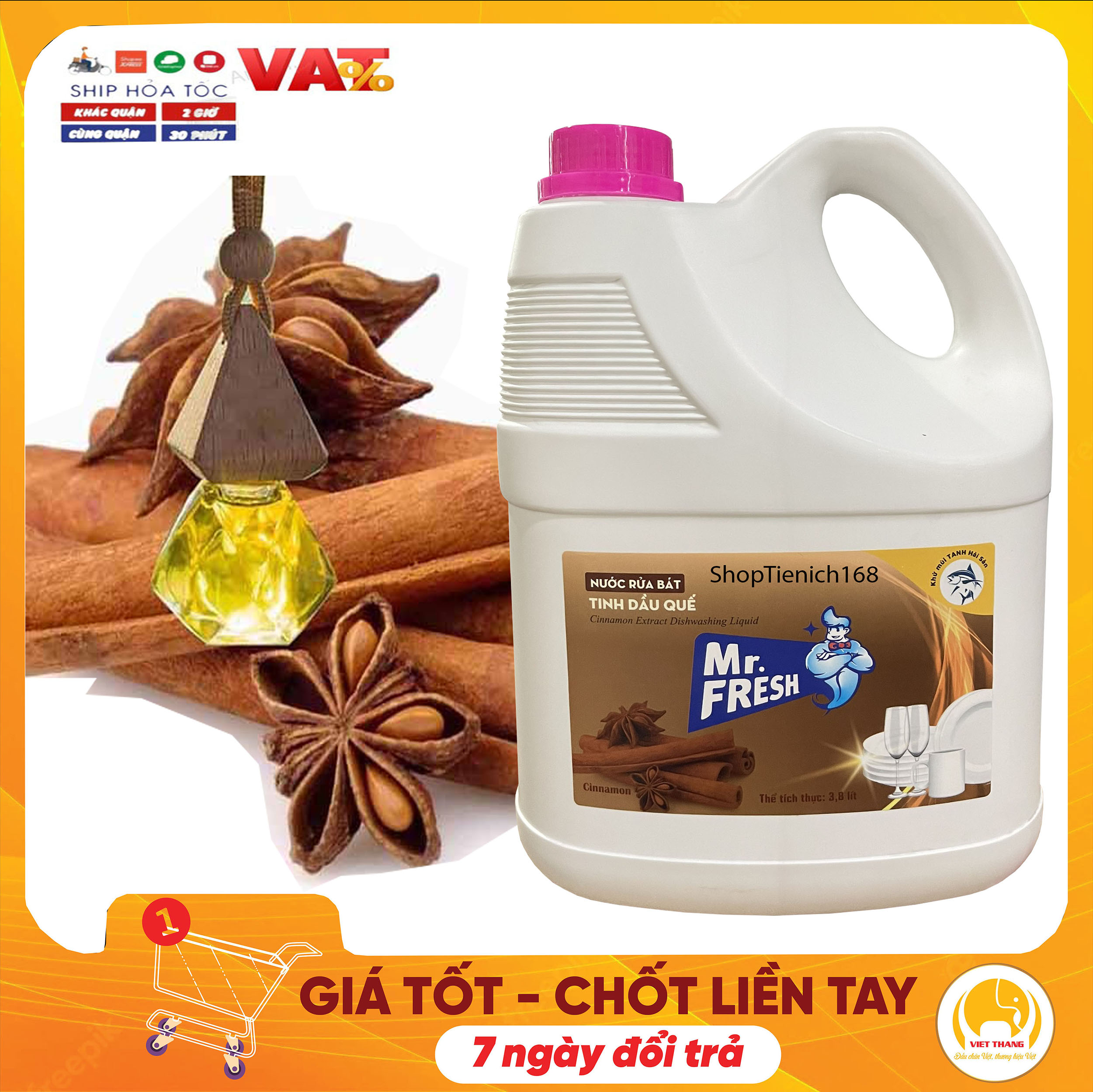 Nước rửa bát đậm đặc Mr.fresh hương quế 3800ml