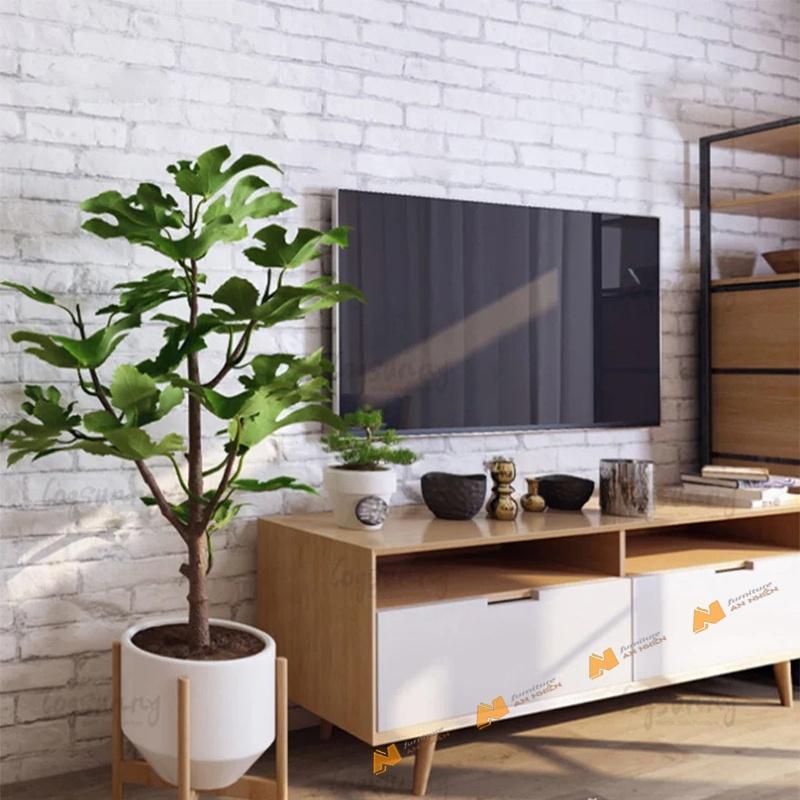 Made in VN Kệ tivi nhỏ gọn bằng gỗ mdf 17mm công ty Mộc Phát độ bền trên 30 năm cho gia đình AN059
