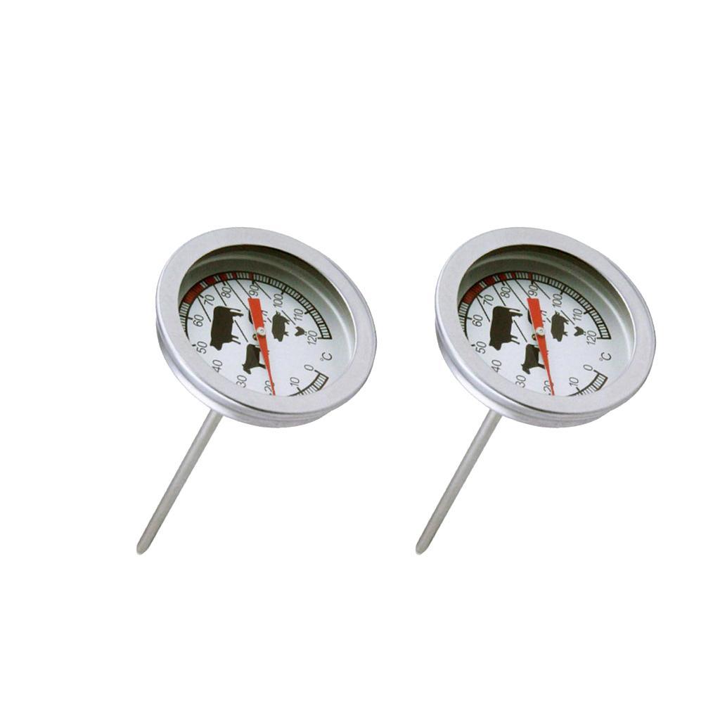 2Pieces Dial Thermometer Probe-Type Coffee Milk Drinks BBQ Meat
