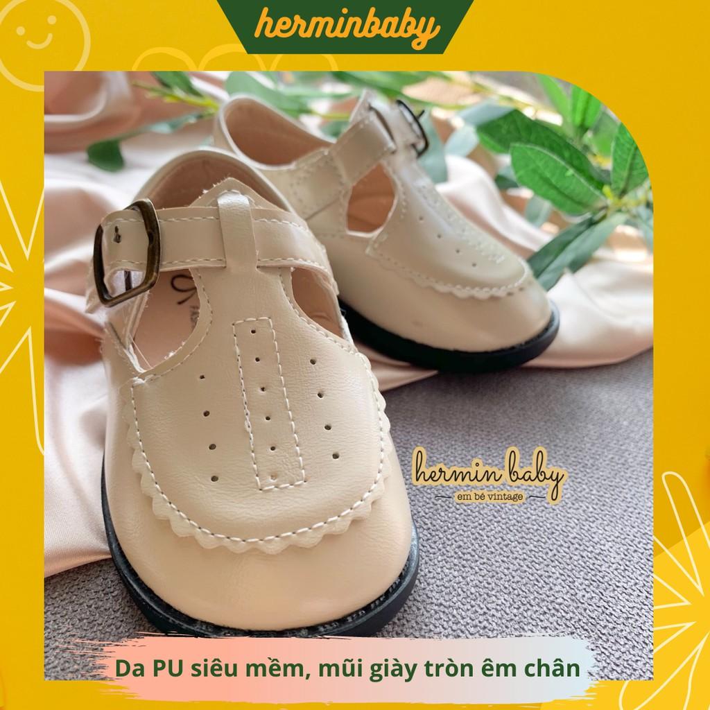 Giày bé gái phong cách HQ - giày búp bê vintage cho bé da cực mềm và êm chân (size 21-30)