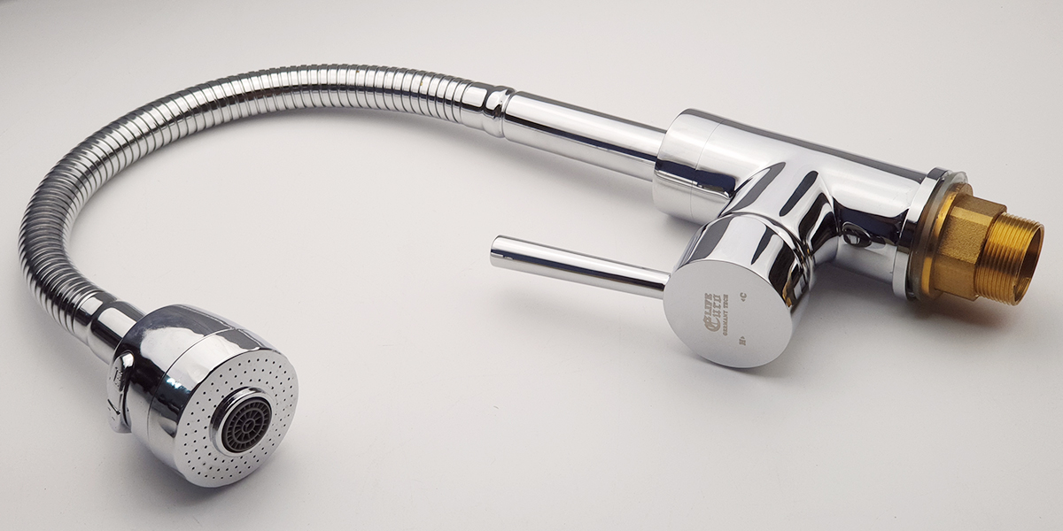Vòi rửa chén nóng lạnh cần lò xo Đồng mạ Chrome Eurolife EL-KM03