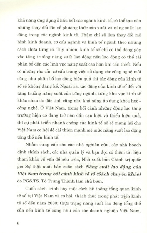 Năng Suất Lao Động Của Việt Nam Trong Bối Cảnh Kinh Tế Số (Sách Chuyên Khảo)