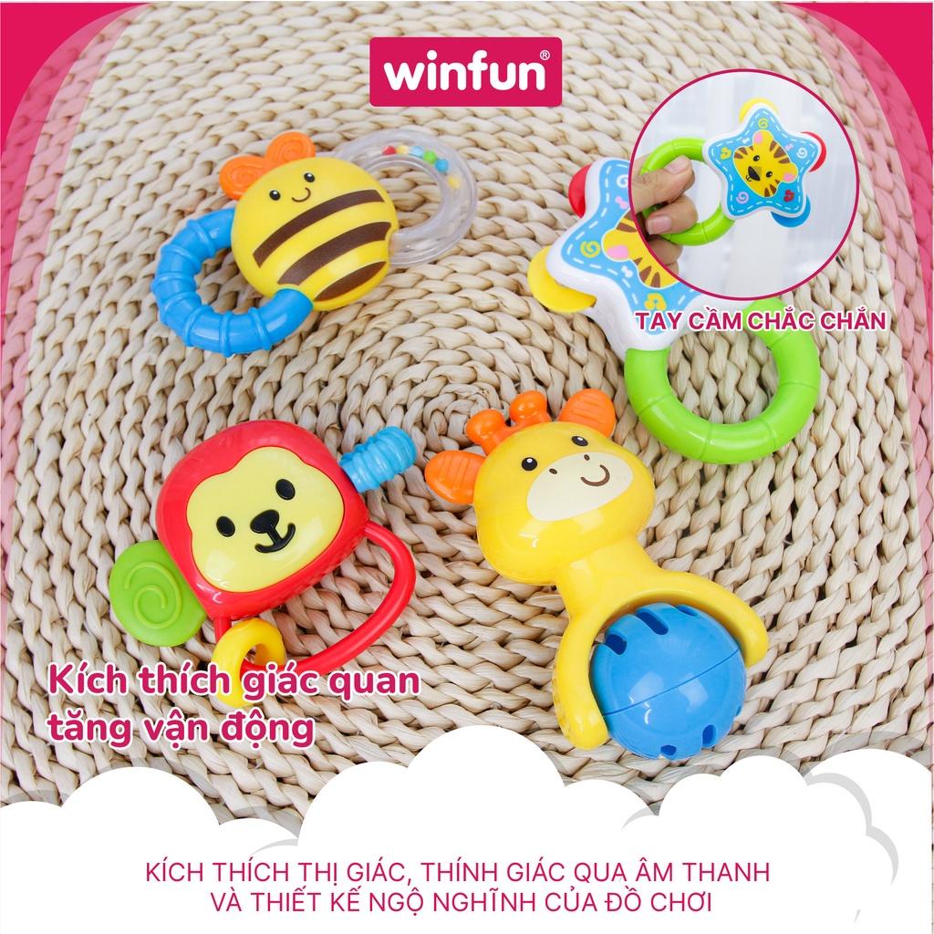 Set 4 đồ chơi xúc xắc cầm tay, gặm nướu cho bé chủ đề động vật hoang dã Winfun 0634-NL