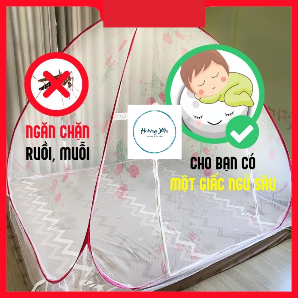 Màn chụp tự bung người lớn trẻ em gấp gọn tiện dụng , mùng chụp cho bé ngủ chống muỗi - côn trùng size 1m8 x 2m