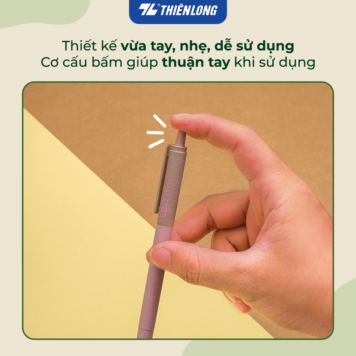 Combo 5/10/20 Bút bi Thiên Long ECO Style TL-063/ECO - Mực Xanh - Chất liệu từ vỏ cám trấu