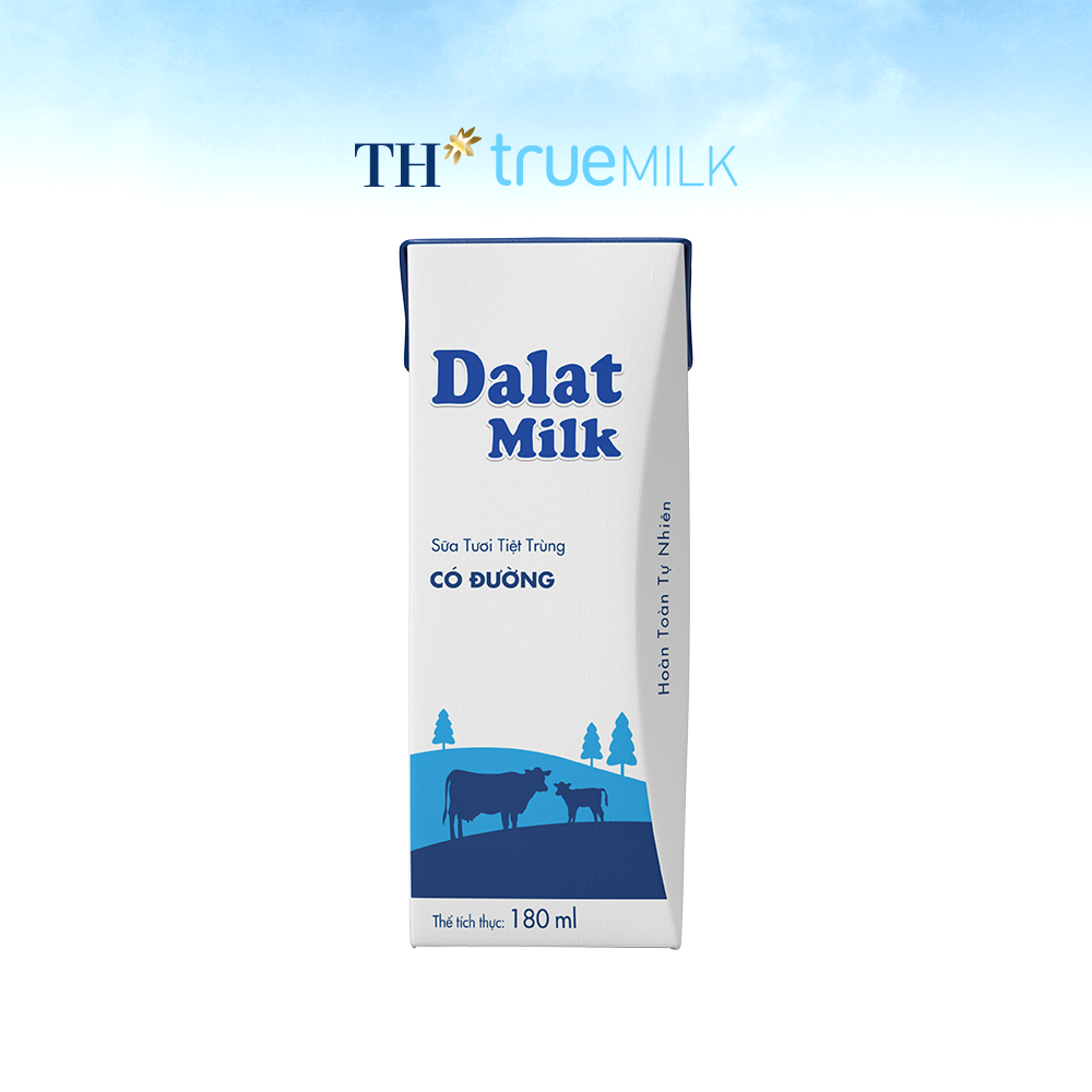 Thùng 48 hộp sữa tươi tiệt trùng có đường Dalatmilk 180ml (180ml x 48)