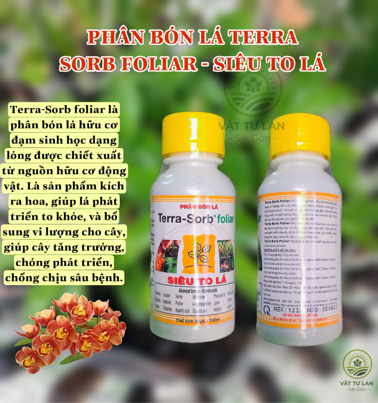 Phân Bón Hữu Cơ TERRA-SORB Foliar SIÊU TO LÁ Chai 100ml